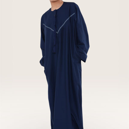 Kids Boys Eid Navy Blue Moroccan Thobe Robe Djellaba Ramadan Eid Jubba- K-HM10