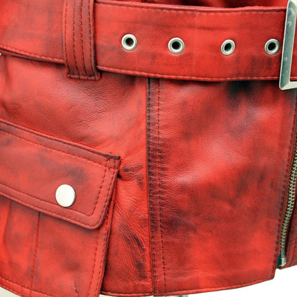 Womens Long Leather Biker Jacket-Quito