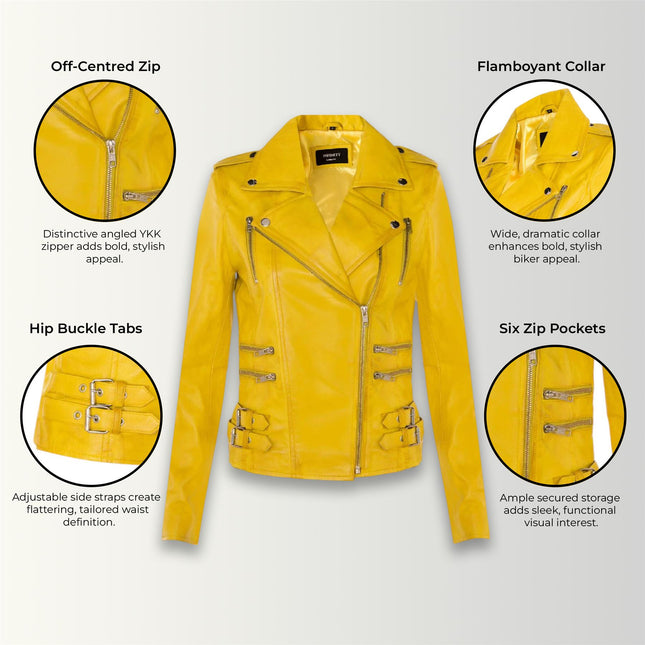 Womens Leather Brando Biker Jacket-Orlando
