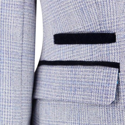 Womens Blue Check Blazer Wool Blend Herringbone Tweed