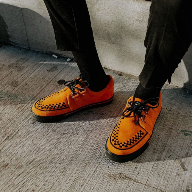 TUK Pointed Creeper Sneaker Orange Cow Suede Platform Shoes - A9182