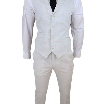 Men's Summer 2 Piece Suit Linen Formal Grey Waistcoat Trousers