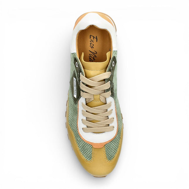 Lorenzo Conti Men's Aglae 02 Green Beige Leather Trainers Sneaker Shoes