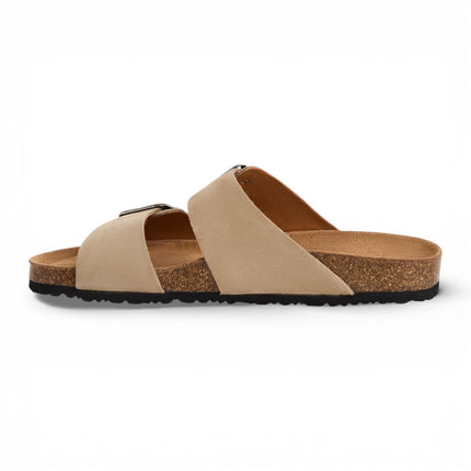 Tamaris Men's Sand Beige Leather Slip-On Footbed Slipper Sandals