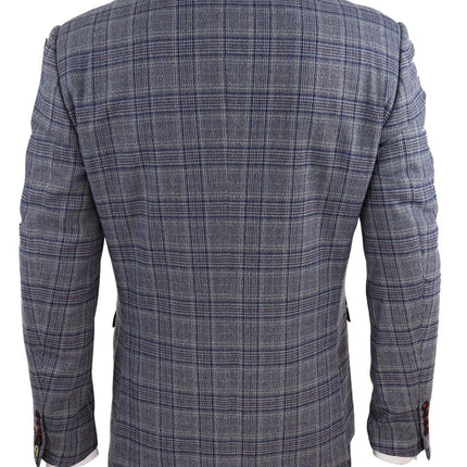 Mens 3 Piece Grey Herringbone Tweed Check Suit