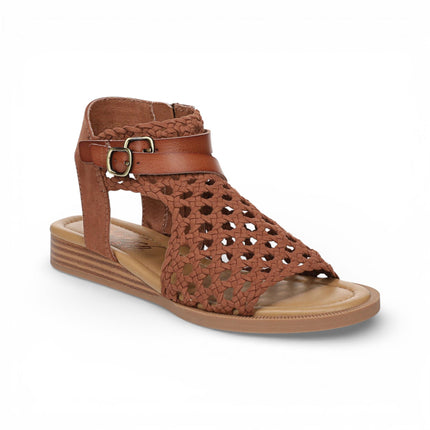 Blowfish Malibu Womens Cognac Brown Weave Micro Wedge Sandals - Anuella
