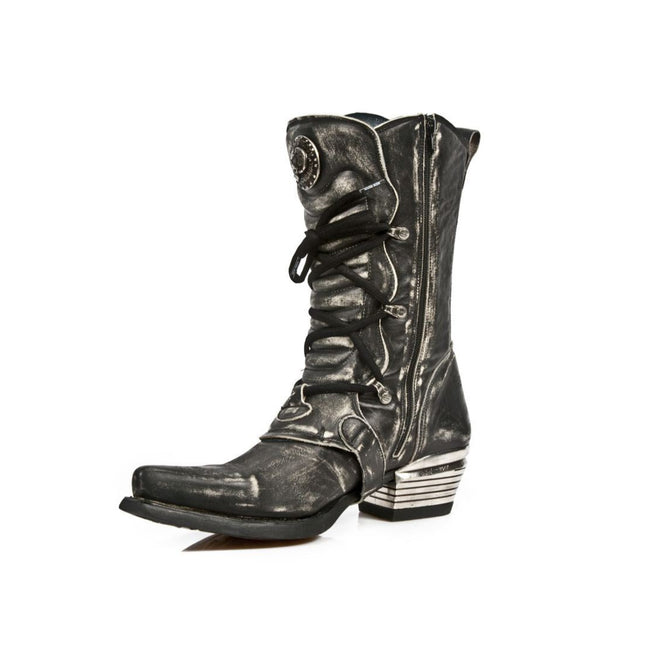 New Rock Men's Grey Dallas Leather Boots- M.7993-S3
