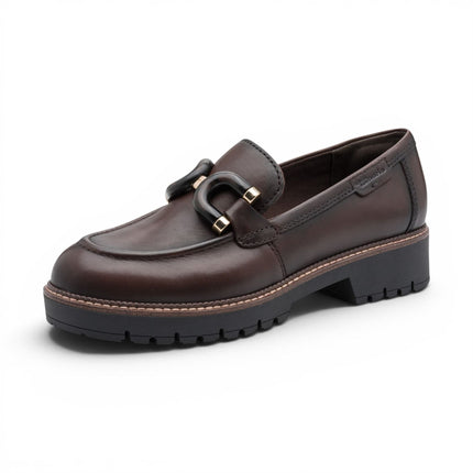 Tamaris Women's Brown Leather Loafer Comfort Shoes - 24740-47