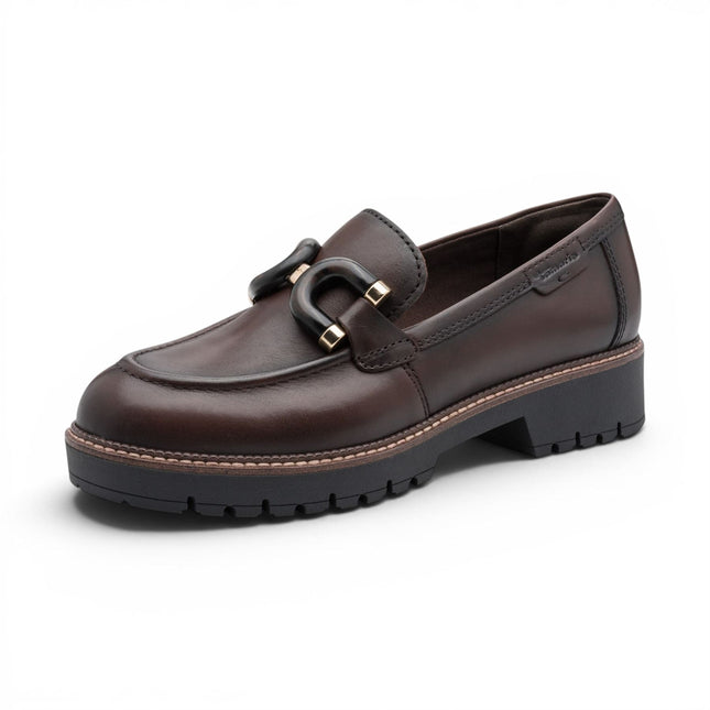 Tamaris Women's Brown Leather Loafer Comfort Shoes - 24740-47