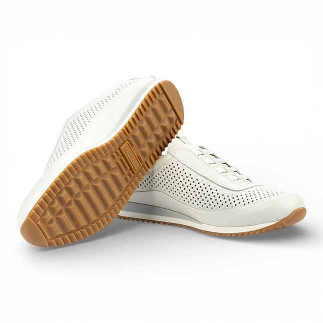 Pikolinos Men's White Leather Elastic Slip-on Sneaker Trainers Shoes - Liverpool