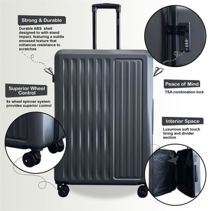 ABS Hard Shell Cabin 56 x 38 x 24 cm Suitcase Suitable for Easyjet, Ryanair