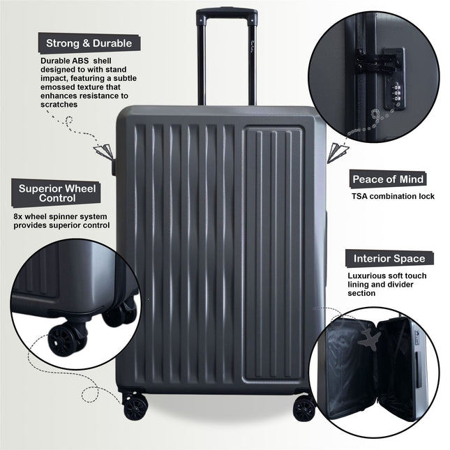 ABS Hard Shell Cabin 56 x 38 x 24 cm Suitcase Suitable for Easyjet, Ryanair