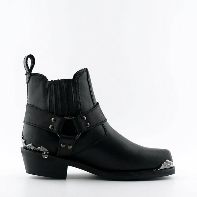 Grinders Mens Black Cowboy Biker Boots - Eagle Lo