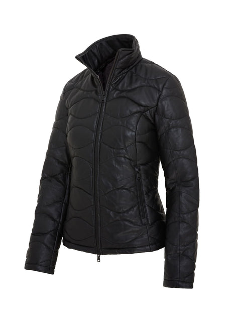 Womens Puffer Warm Quilted Leather Bomber Jacket