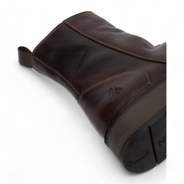 Fly London Womens Dark Brown Reno053Fly Leather Zip Up Platform Comfort Ankle Boots