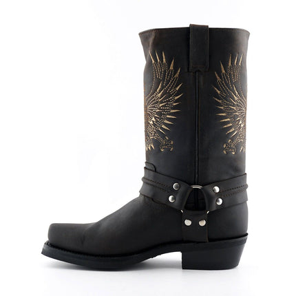 Grinders Mens Brown Leather Cowboy Boots - Bald Eagle