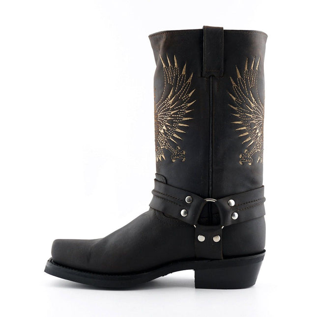 Grinders Mens Brown Leather Cowboy Boots - Bald Eagle