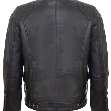 Mens Moto Leather Biker Jacket-Taiwan