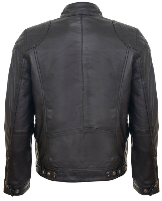 Mens Moto Leather Biker Jacket-Taiwan