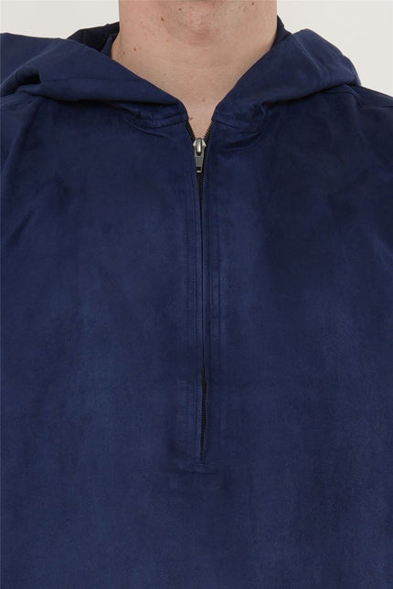 Men's Hooded Eid Navy Blue Moroccan Jubba Robe Ramadan Eid Thobe - HM12