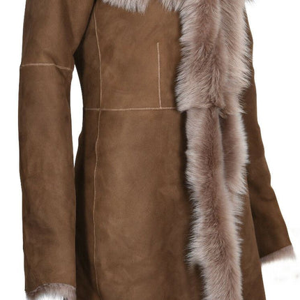 Womens Toscana Sheepskin Suede Trench Coat-Tbilisi