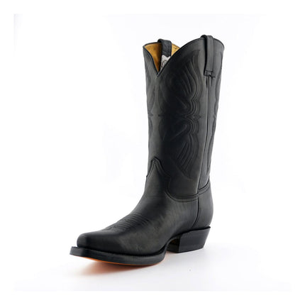 Grinders Mens Black Cowboy Leather Boots - Louisiana