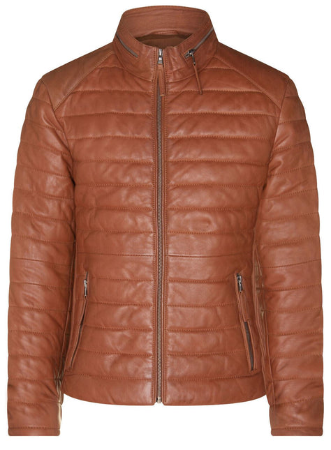 Mens Tan Quilted Leather Puffer Jacket - Tallinn
