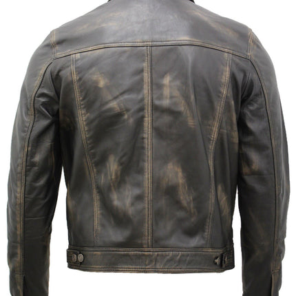 Men’s Retro Leather Trucker Jacket-Constantine