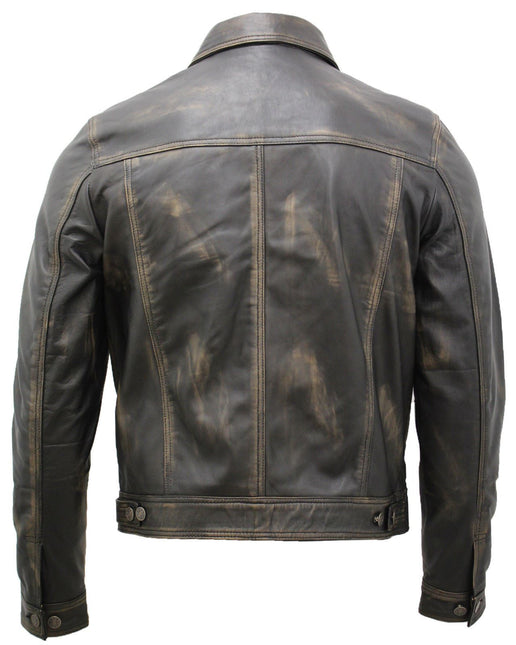 Men’s Retro Leather Trucker Jacket-Constantine