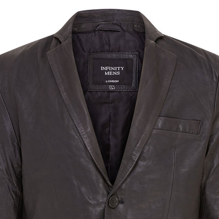 Mens Leather Blazer Jacket Soft Real Italian Leather Fitted Vintage Coat