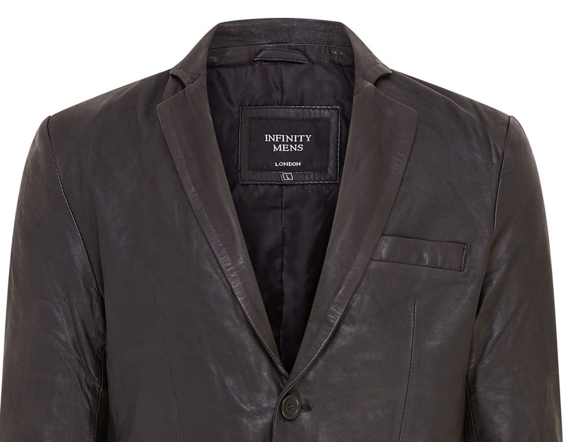 Mens Leather Blazer Jacket Soft Real Italian Leather Fitted Vintage Coat