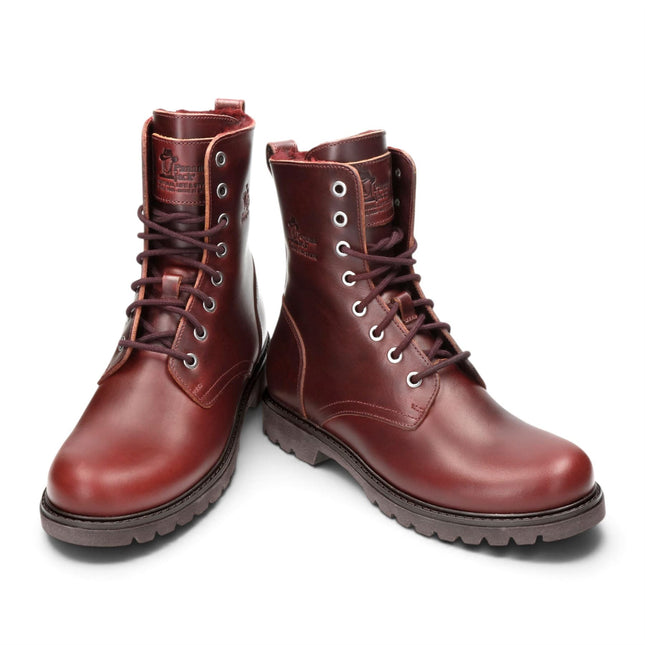 Panama Jack Women's Burgundy Waterproof Leather Warm Lace-Up Boots - Frisia-B45