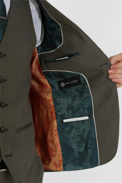 Men's 3 Piece Sage Summer Wedding Tailored Fit Suit