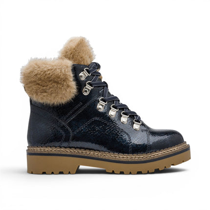 Tamaris Women’s Blue Faux Leather Warm Winter Ankle Boots - 26264-43