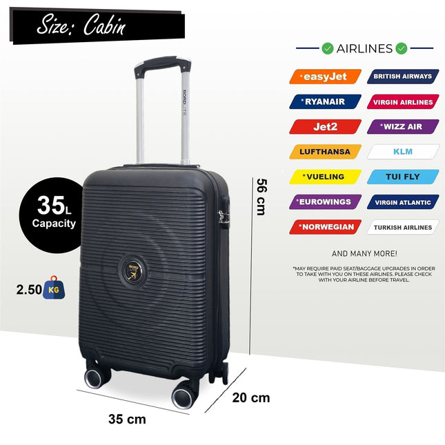 Hard Shell ABS Cabin Suitcase 56 x 35 x 20 cm Luggage Suitable for Easyjet, Ryanair
