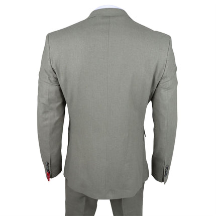 Men's Sage Green Tailor Fit 3 Piece Linen Summer Wedding Suit