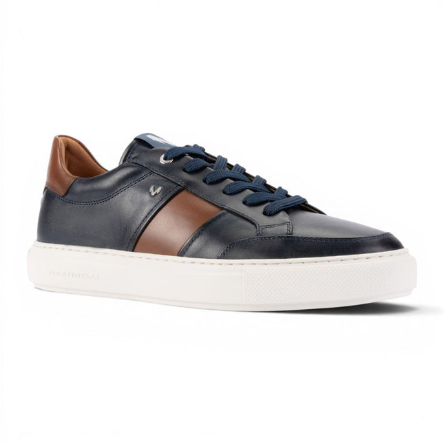 Martinelli Men's Blue Leather Sneakers Trainer Shoes - Hastings