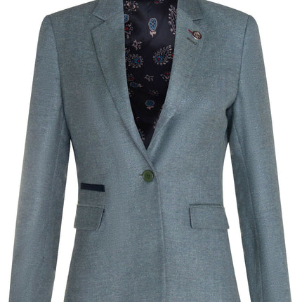 Womens Tweed Herringbone Green Wool 1920s Blazer