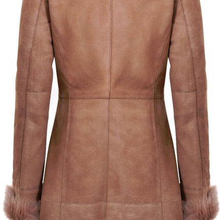 Womens Suede Merino Shearling Coat with Toscana Collar-Hanoi