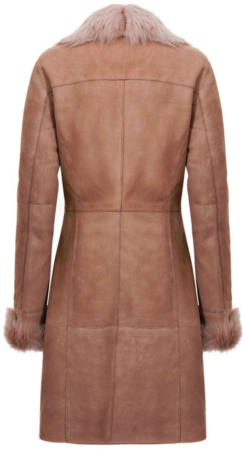 Womens Suede Merino Shearling Coat with Toscana Collar-Hanoi