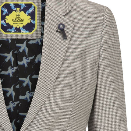 Women's Beige Tweed Tailored Fit Wool Blend Blazer