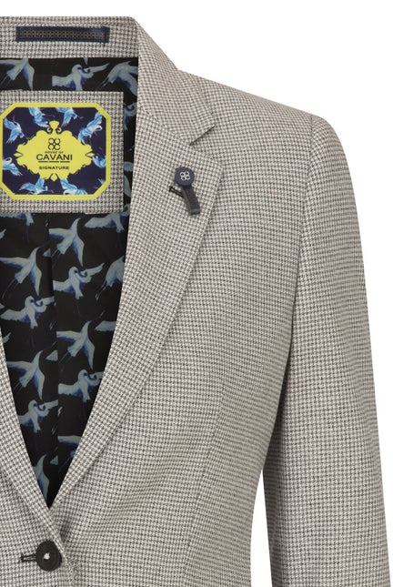 Women's Beige Tweed Tailored Fit Wool Blend Blazer