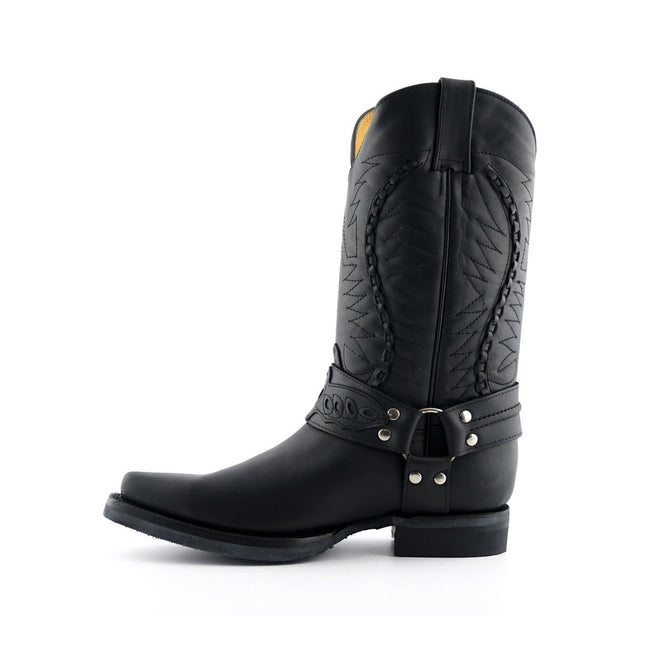 Grinders Mens Black Leather Cowboy Boot - Galveston
