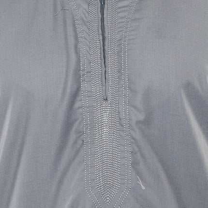 Mens Grey Thobe Jubba Islamic Arab Moroccan Saudi Zipped Kaftan Arab Robe