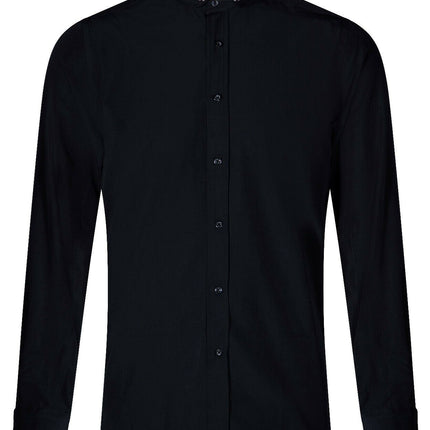 Mens Club Collar Black Shirt 1920s Peaky Blinders With Bar Poplin Pin Smart