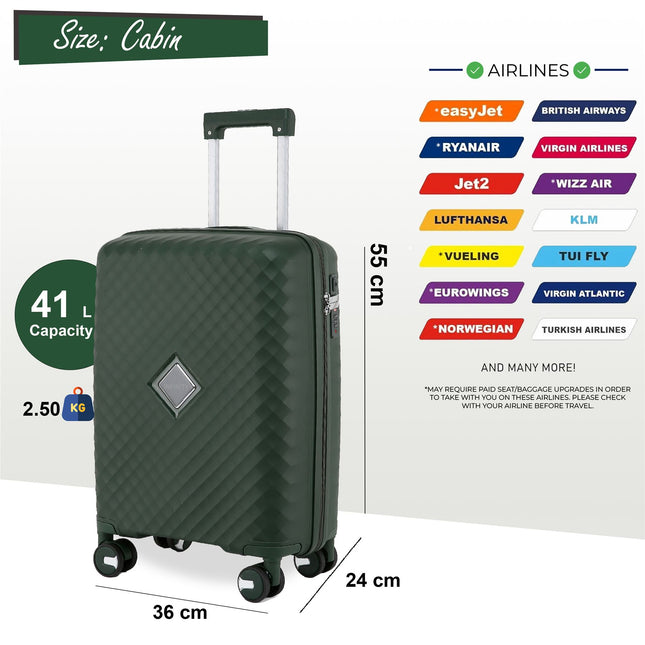 Dual 4 Wheel Robust Lightweight TSA Hard Shell Suitcase Luggage Travel Bags Set