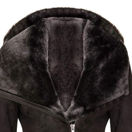 Womens Merino Sheepskin Hooded Coat-Antioch