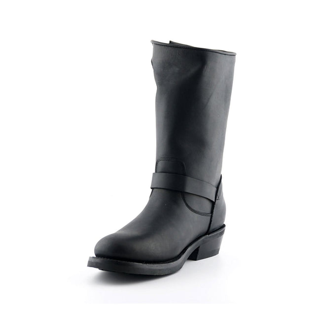 Grinders Unisex Black Smooth Sole Western Leather Boots - Rebel