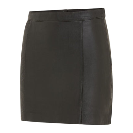 Women's Black Leather Biker Pencil Short Mini Skirt - Harper
