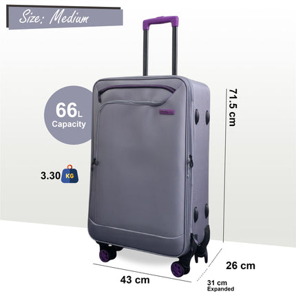 Lightweight Soft Shell 8 Wheels Luggage Travel Cabin Holiday Bags Suitcase Set